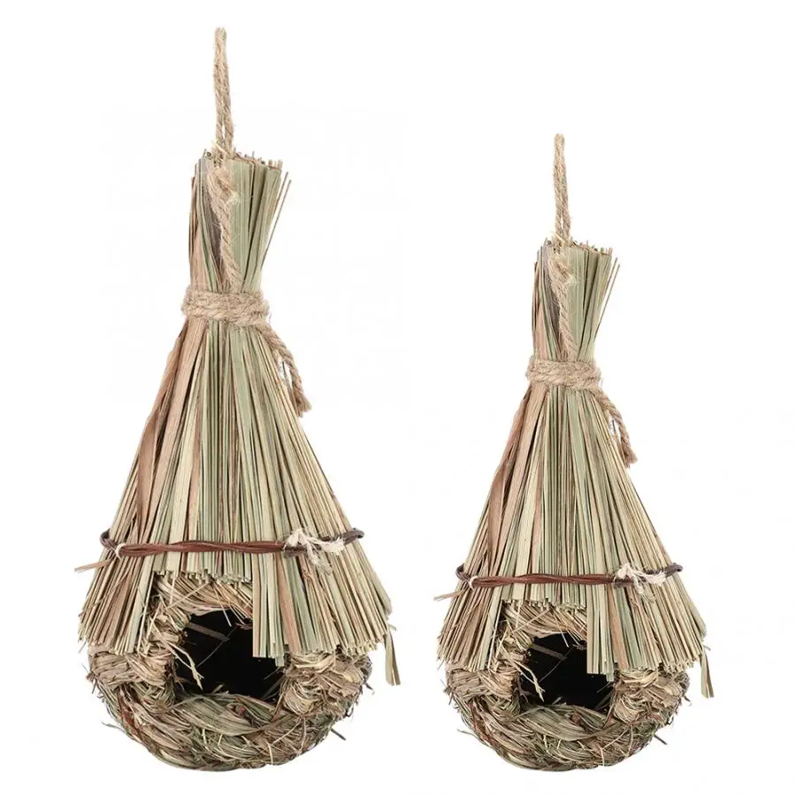 Natural Weeds Bird Nest Handwoven Hanging Parrot Roosting House for Home Garden Decorations