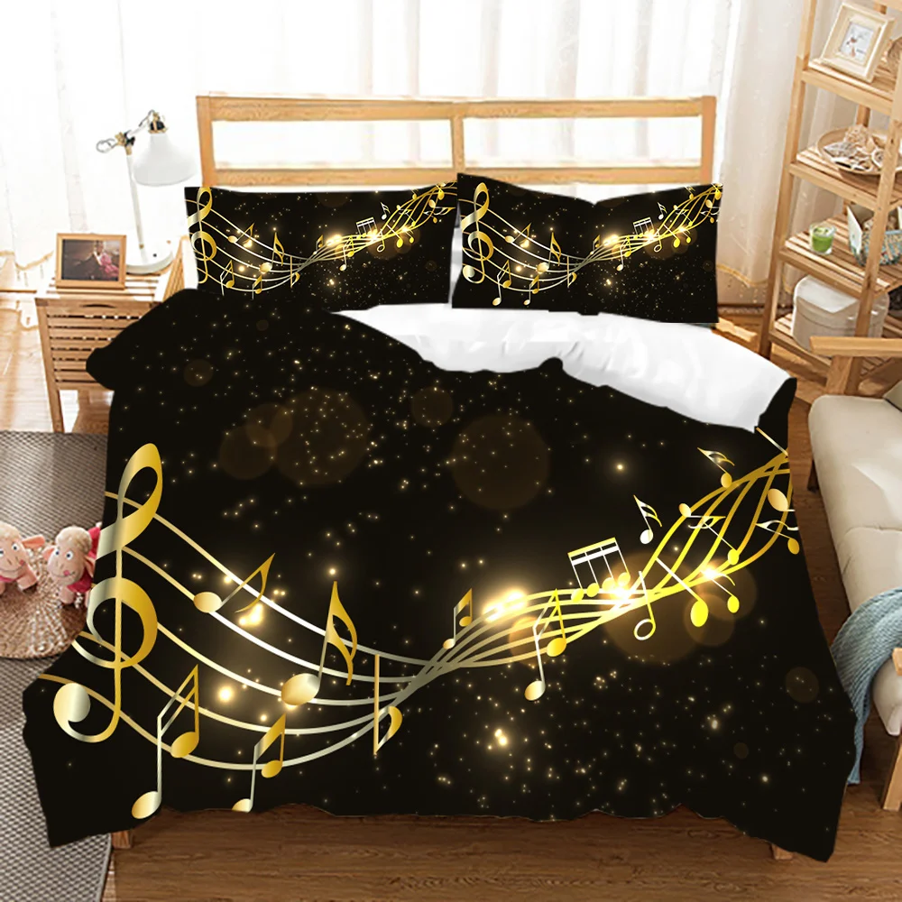 Fanaijia 3d музыка постельных принадлежностей Роскошное Одеяло набор с наволочкой кровать набор полный размер одеяло наборы микрофибры ткань