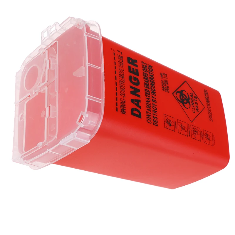 1L Capacity Sharps Container Medical Needles Bin Biohazard Tattoo Piercing Needles Disposal Collect Box Tattoo Artist Waste Box