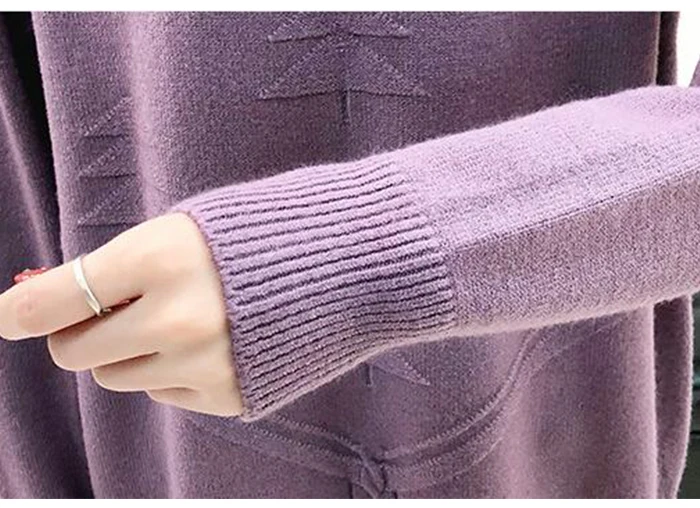 Женский теплый свитер с трикотажным SURMIITRO,джемпером с длинным рукавом в корейском стиле для женщин осень зима