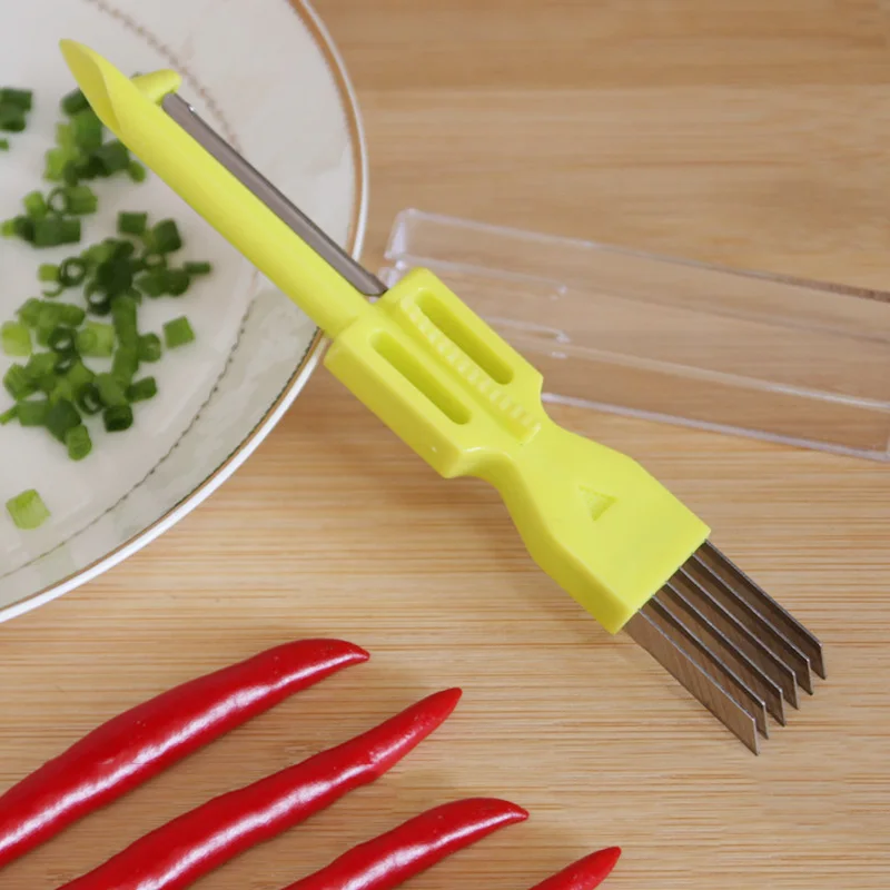 Onion Vegetable Cutter Slicer Multi chopper Sharp Scallion Kitchen knife Shred Tools Slice Cutlery 66CY