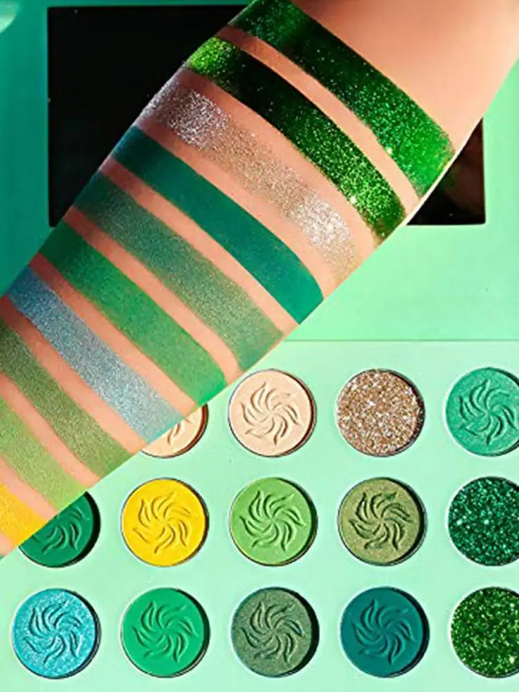 Avocado Green Eye Shadow Palette 15-color матовые мерцающие блестки Макияж Косметика стойкие тени для век