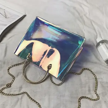 

Holographic Transparent Tote Handbag PVC Crossbody Chain Purse for Women Girls X7XC