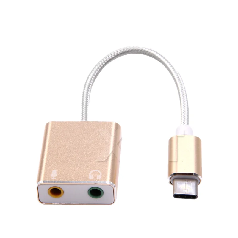 Golden Usb type C звуковая карта type-C к разъему 3,5 мм наушники Micphone колонки для ноутбука Macbook - Цвет: Golden