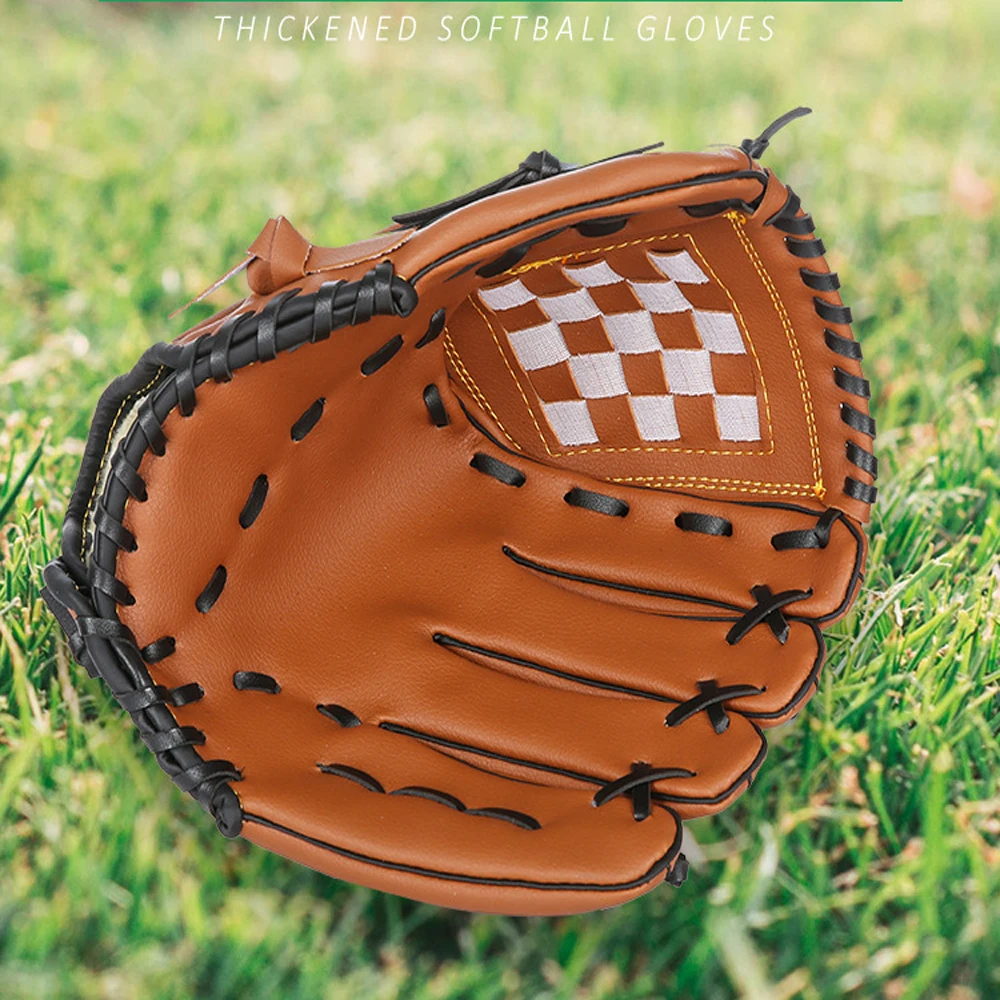 

10.5'' 11.5'' 12.5'' Leather Softball Gloves Baseball Catcher Mitt PU Gamer Glove For Left-Handed Thrower Kids Adult