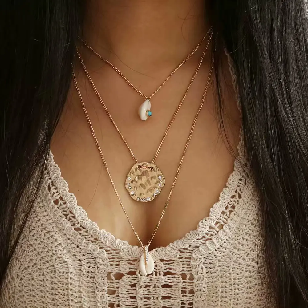 

Bohemia Multilayer Necklace With Alloy For Women Pendant Necklace With Shell Chain Gold Necklace Wholesale