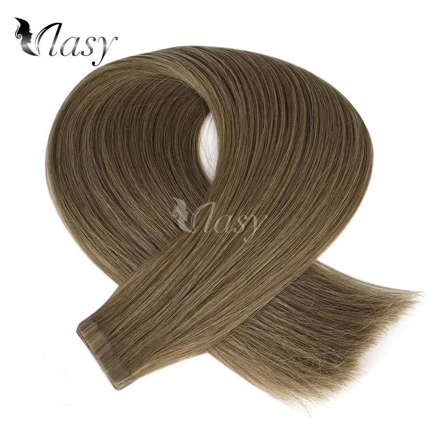 Vlasy, 20 дюймов, прямые,, настоящие, Remy, человеческие волосы, двойные, нарисованные, невидимые, бесшовные, Роскошные, на ленте, накладные волосы, 2,5 г/шт