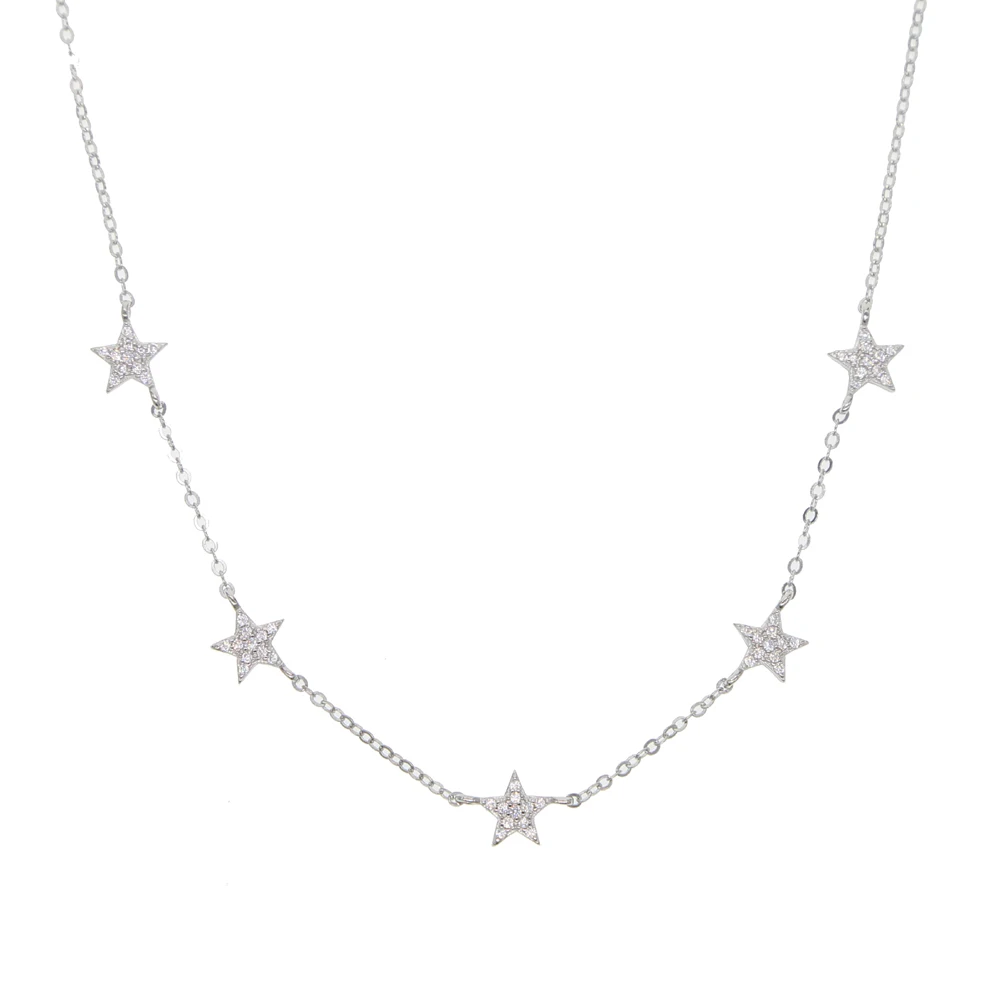 Модное ожерелье-чокер из стерлингового серебра 925 пробы с минимальным кубическим цирконием, изящная цепочка из золота и серебра, женское элегантное простое ювелирное изделие Шарм-звезда