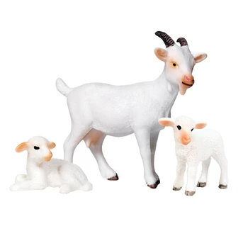 

3Pcs Simulation Solid Static Wild Animal Model Sheep Set Toy Hand-Made Decoration