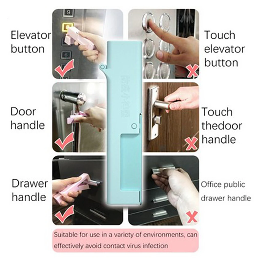 Elevator Button Press Tube Self-cleaning Home Office Door Handle Grip Clamps Door Handle Pull Clamp Elevator Button Press Pen