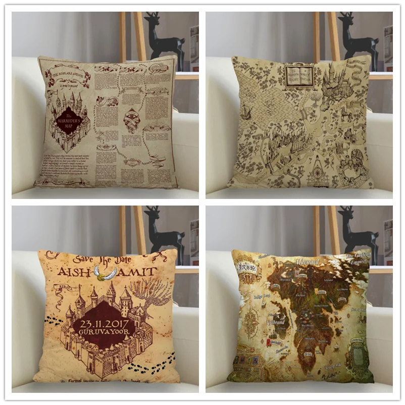 

Musife Custom Marauder's Map Pillowcase Home Decoration 45*45cm Zipper Square Pillowcase Throw Pillow Cover Drop Shipping