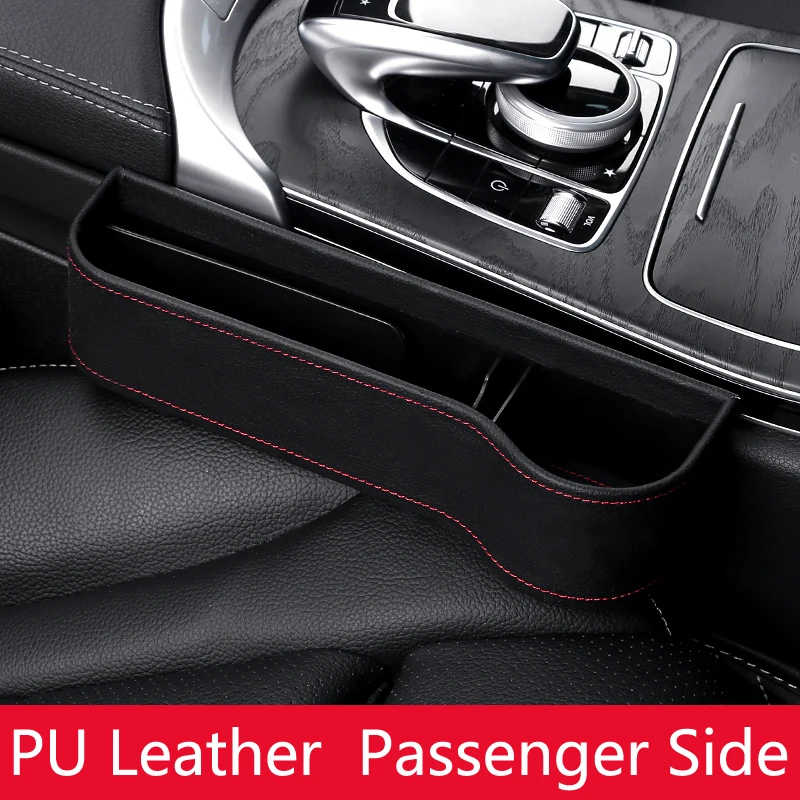 Leather Black Right Автомобильное кресло с разрезом, карманный органайзер, коробка для хранения из искусственной кожи, коробка для телефона для бутылок, держатель для чашек, автомобильные аксессуары для интерьера - Название цвета: Leather Black Right