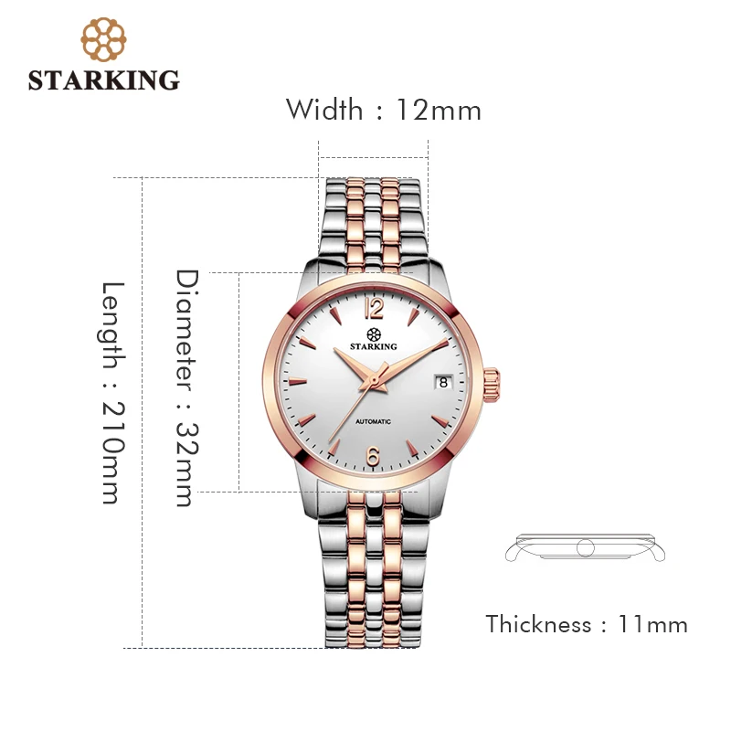 STARKING женские часы лучший бренд роскошные цвета розового золота из нержавеющей