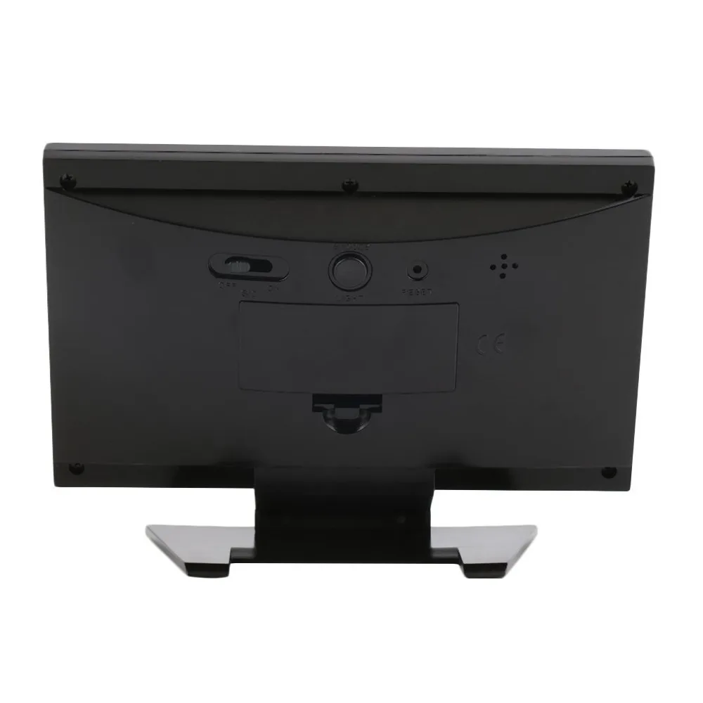 Voice Control Back-light LCD Alarm Clock Weather Monitor Calendar With Thermometer Desk Clock 2 Colors Drop Shipping