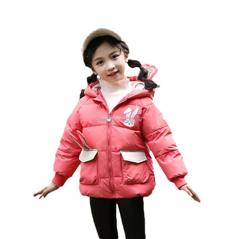 

2019 New Hooded Ddown Jacket Girls Autumn Winter Cute ParkasTeenagers Thick Long baby girl Coat Kids Clothes 2-8T