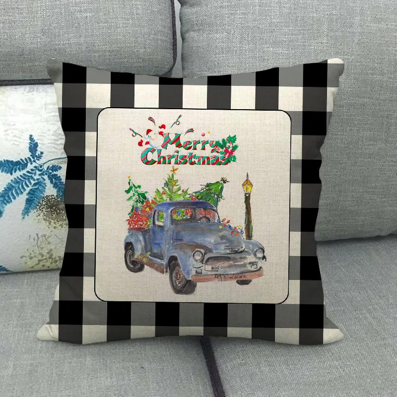 Британский стиль серии рождественские броши Подушка украшения Buffalo Plaid Лось цветы автомобиль для дома и автомобиля Наволочка на подушку размером 45*45 см - Цвет: Christmas-13