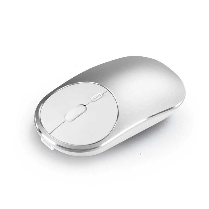 Серебристый Двойной режим willess мышь Bluetooth+ Usb беспроводной Перезаряжаемый компьютер Mause бесшумные оптические мыши розовый PC Muis для Apple Macbook - Цвет: Серебристый
