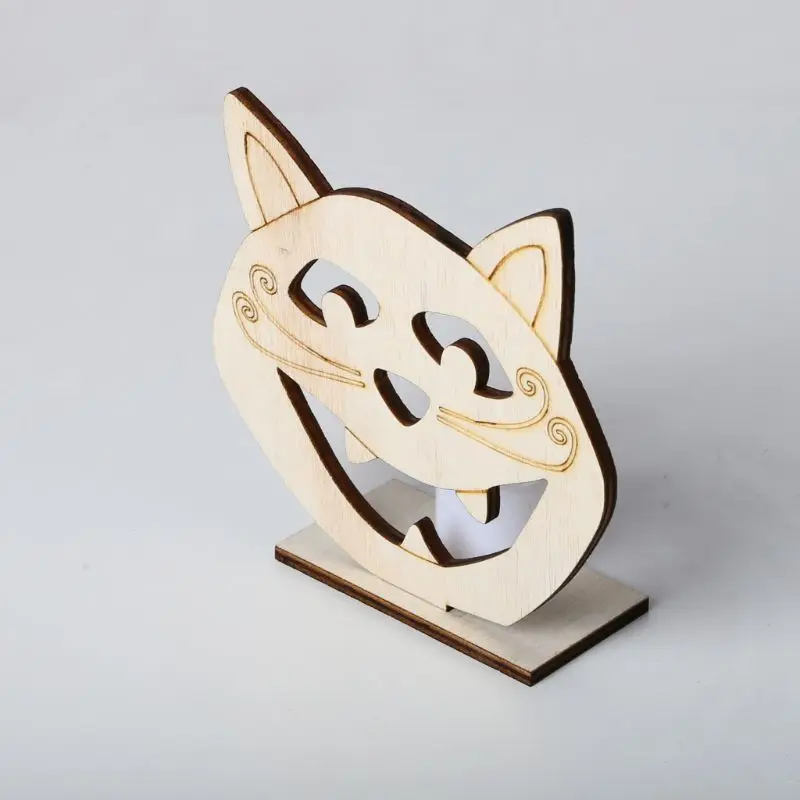 

DIY Wooden Halloween Cat Head Hollow Pendant Plate Ornament with LED Candy Light Lamp Home Party Decor Supplies