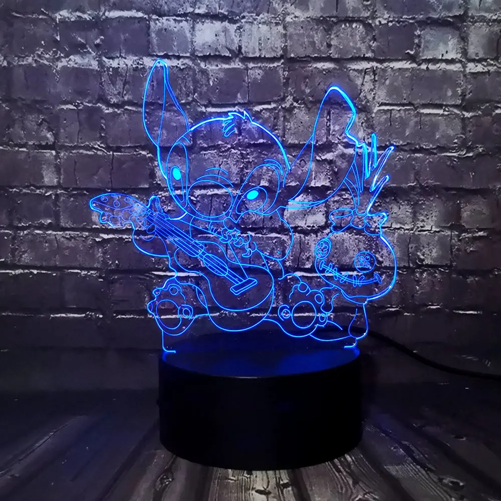 Безопасный детский Настольный 3D Визуальный модный светодиодный светильник с рисунком из мультфильма, Ночной светильник, 7 цветов, сенсорная база, праздничный подарок для детей