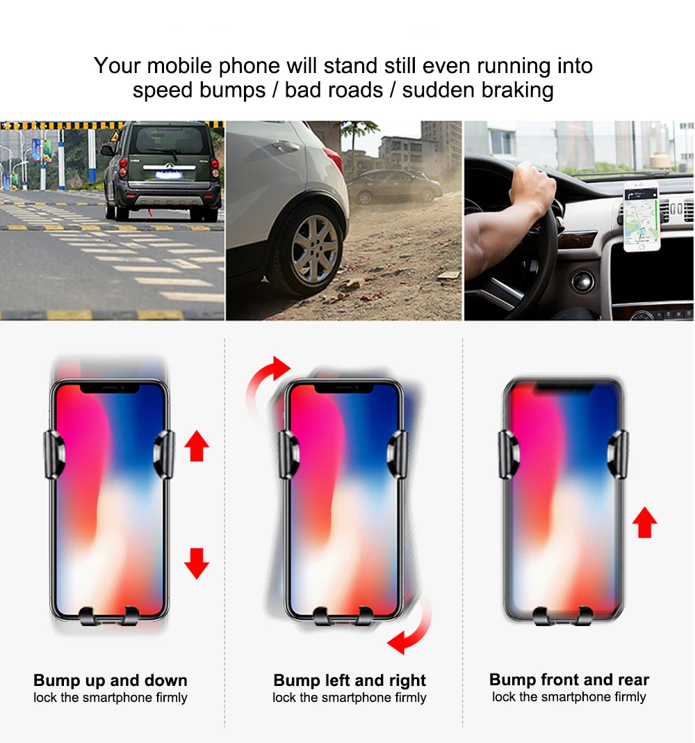 Swalle 15W fast charger car phone holder on dashboard New car holder stand Vehicle-mounted gravity wireless charger for phone