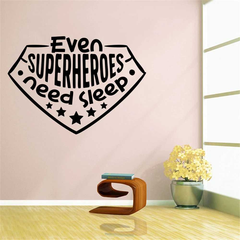

Boys Bedroom Wall Sticker Superheroes Design Vinyl Wall Murals Heroes Need Sleep Pattern Wall Decal Boys Gift