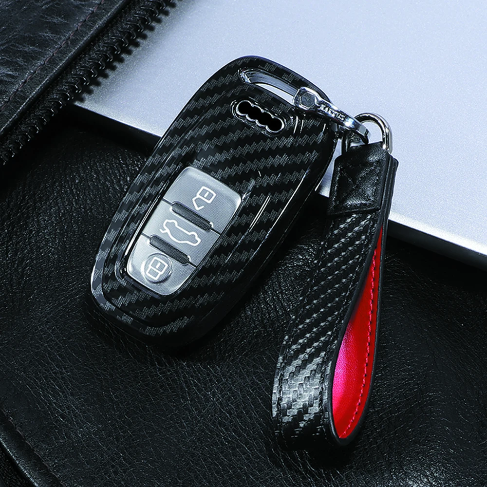 ABS Car Styling Auto Key Protection Cover Case For Audi R8 TT SQ5 RS5 For Audi 754C/754G C6 C5 Car key Holder Shell key Pouch