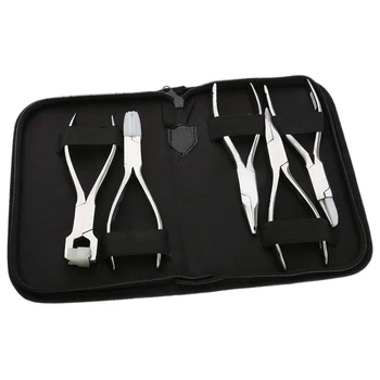 

5Pcs Stainless Steel Optic Eye Glasses Optician Eyeglasses Frame Repair Optical Pliers Tools Kit with Black Pouch Bag