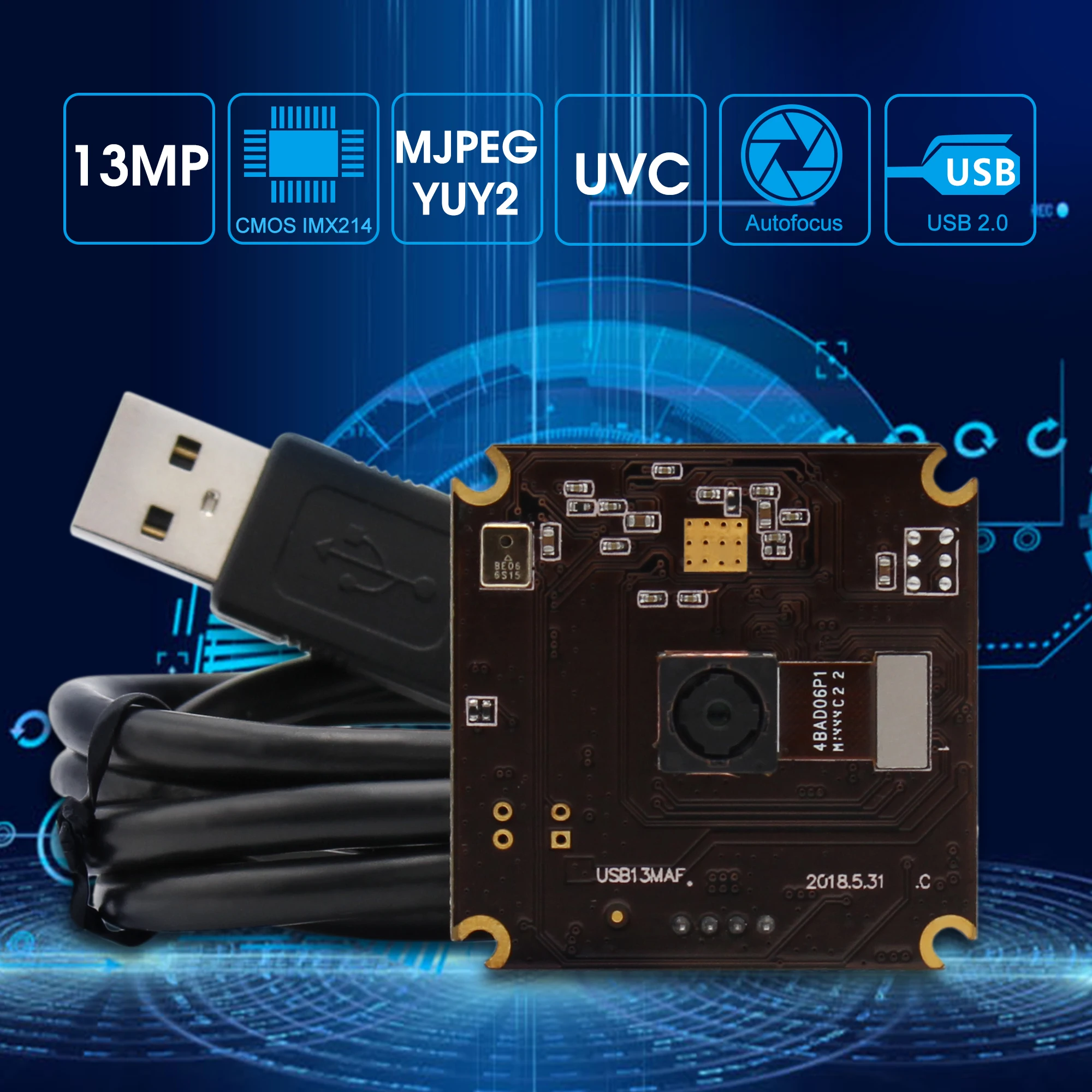 Веб камера ELP 13 МП USB MJPEG 10 кадров/с 3840x2880 без искажений веб с автофокусом
