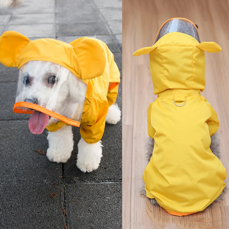 Yellow Raincoat Непромокаемый дождевик для питомца щенка, дорожный комбинезон для живота, спасательный жилет, золотистый ретривер, жилет Лабрадора, маленький средний размер, аксессуар для собак - Цвет: Yellow Raincoat