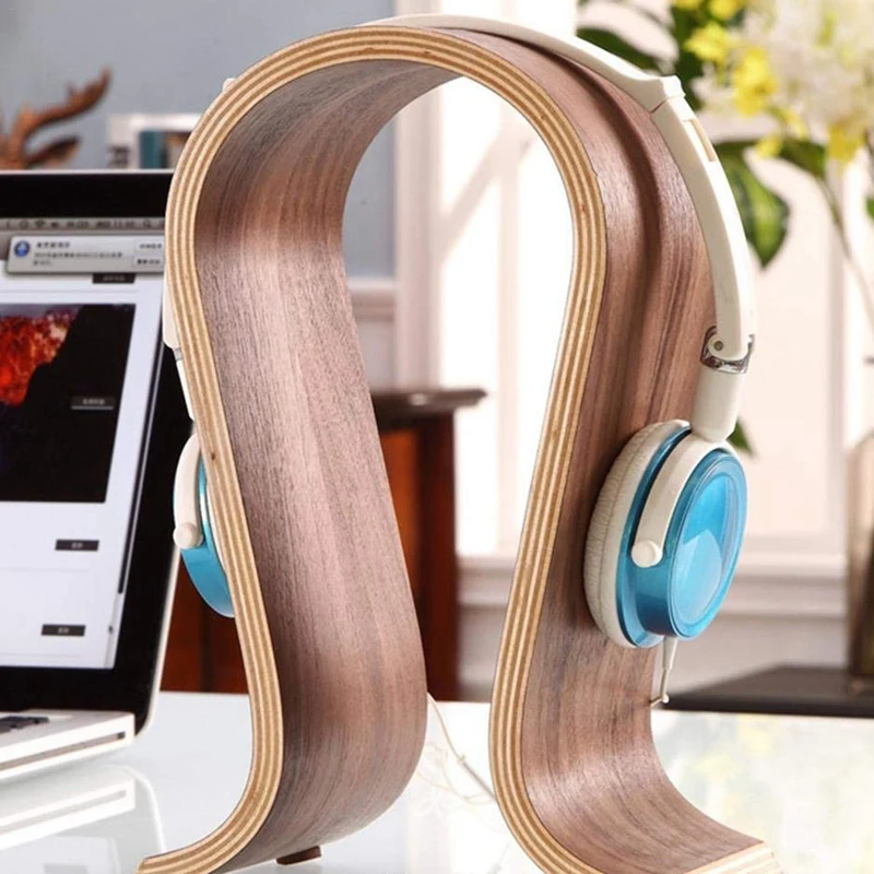 HOT Headphone Stand Earphone Bracket Headset Hanger Wood Desk Display Stand U Shape