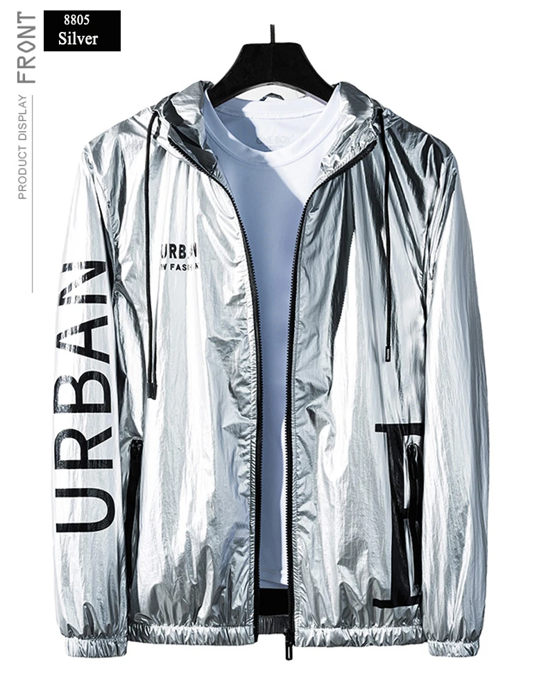 Большие размеры 6XL 7XL 8XL нейлоновый отражающий жакет для мужчин harajuku ветровка куртки с капюшоном хип-хоп флис уличная кожаная куртка - Цвет: 8805-silver