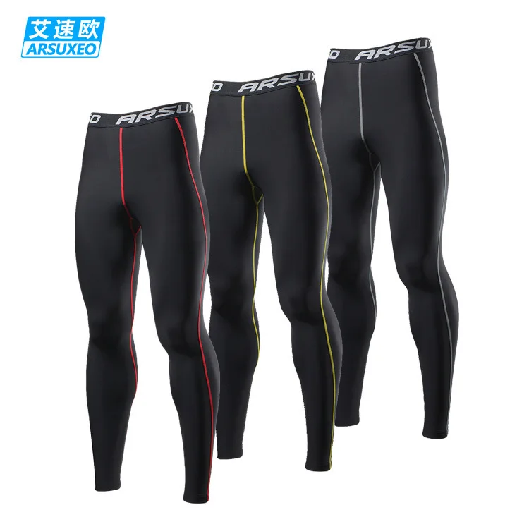 Спортивные Флисовые быстросохнущие колготки мужские Стрейчевые штаны для фитнеса брюки JK3