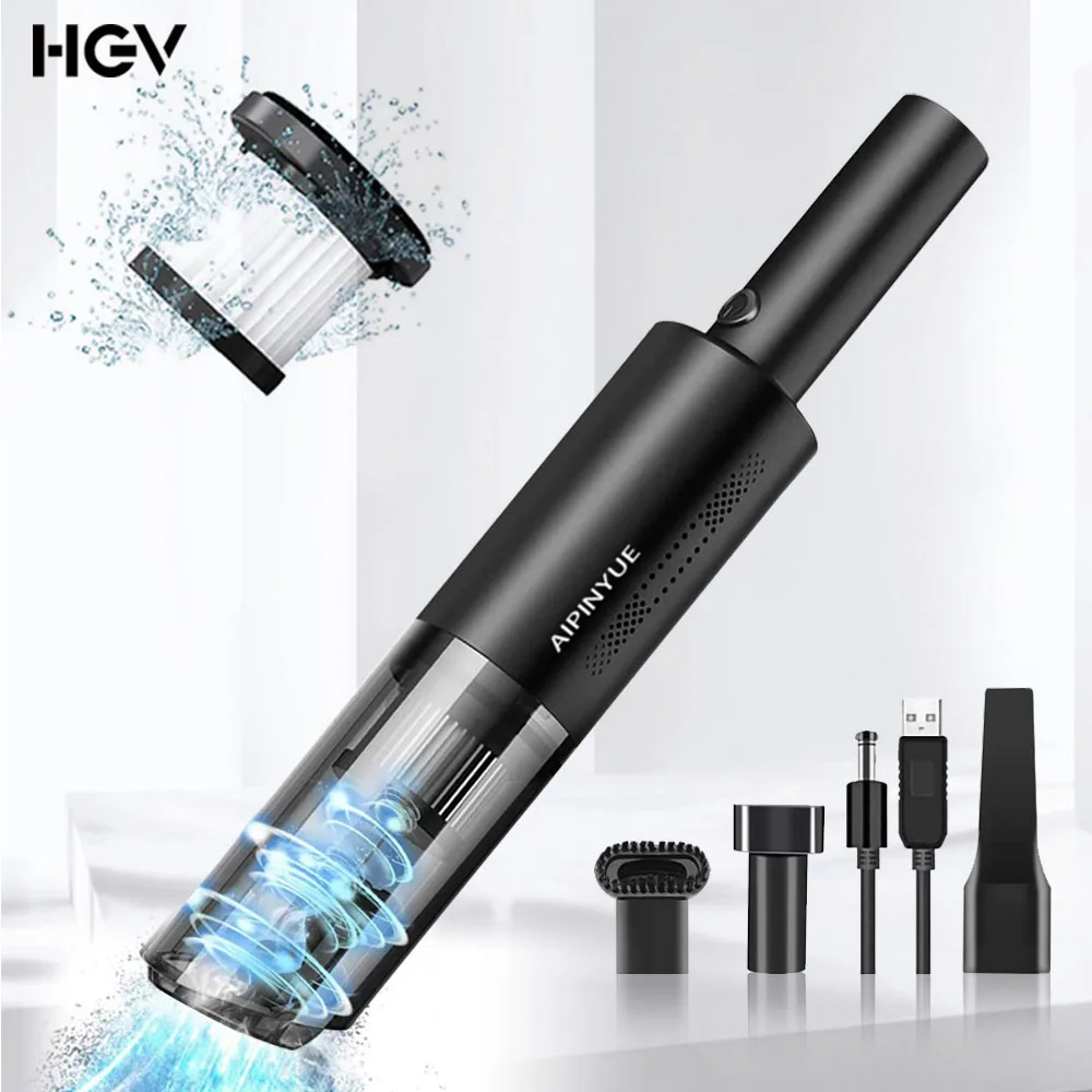 Miniaspiradora portátil para coche, aspirador inalámbrico de alta potencia, en húmedo y seco, 120W/6000pa, para limpieza de coche y hogar