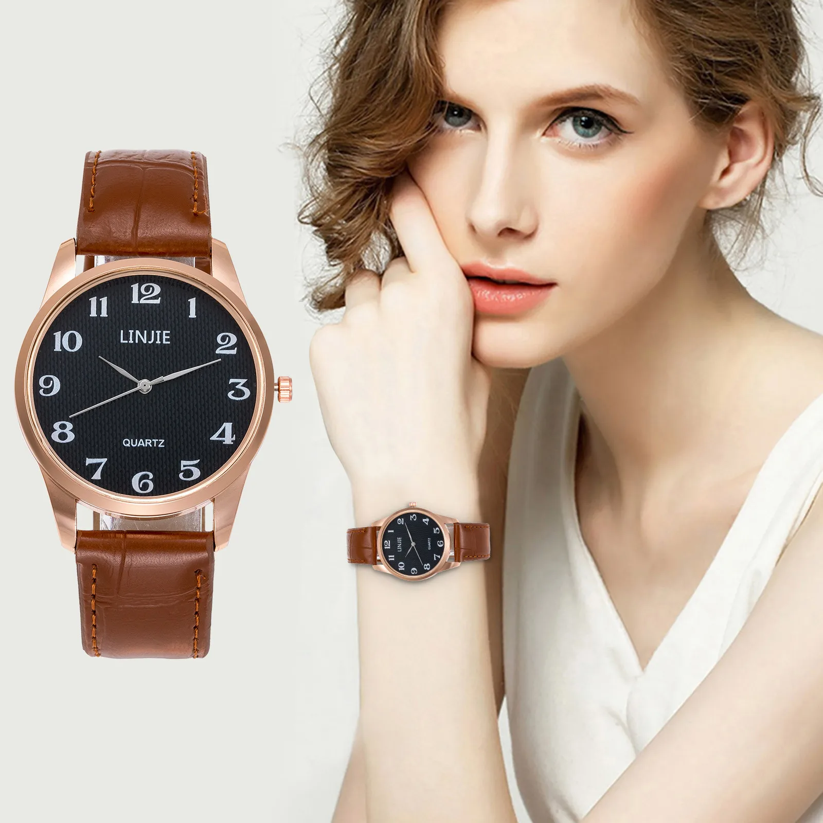 Luxury Women Watch Fashion Christmas Stainless Steel Dial Quartz Wrist Watch Leather Band Outdoor Wrist Clock Watch Reloj Mujer afbeelding