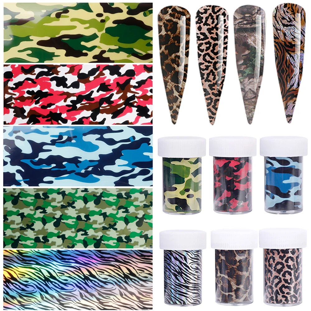 1Roll Camouflage Leopard Nail Transfer Foils Starry Sky Stickers Manicure Decals Full Wraps Art Decorations 4*100cm | Красота и
