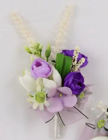 boutonniere-D YO CHO цветок-бутоньерка, свадебные корсажи на запястье, булавки, оранжевый, фиолетовый, бутоньерка для жениха, бутоньерка, мужские свадебные аксессуары - Цвет: boutonniere-D
