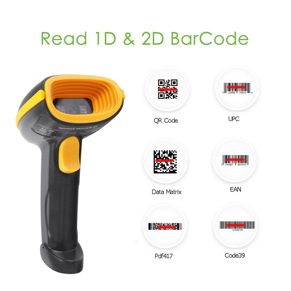 business card scanner HIW Handheld 2D Wirelress Barcode Scanner And H2WB Bluetooth 1D/2D QR Code Reader for IOS Android Ipad Computer fast scanner