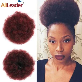 

Alileader Cheaper Hair Buns Black Brown Red Drawsting Short Ponytail Synthetic Bun Clips In Hair Tail Extensions Heat Resisting