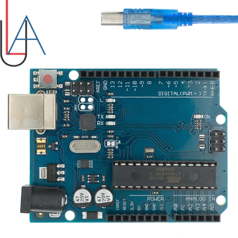 Макетная плата UNO R3 ATMEGA328P ATMEGA16U2 с USB-кабелем для Arduino | Электронные компоненты и