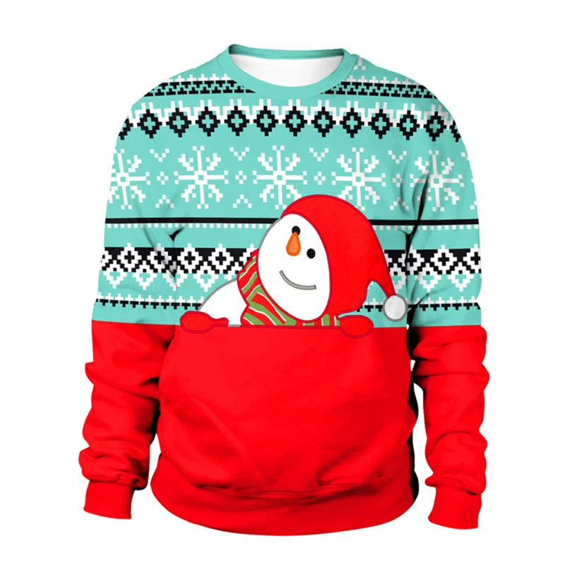 Осенне-зимняя одежда Уродливый Рождественский свитер Санта-эльф Забавный пуловер женские мужские худи, свитеры Топы