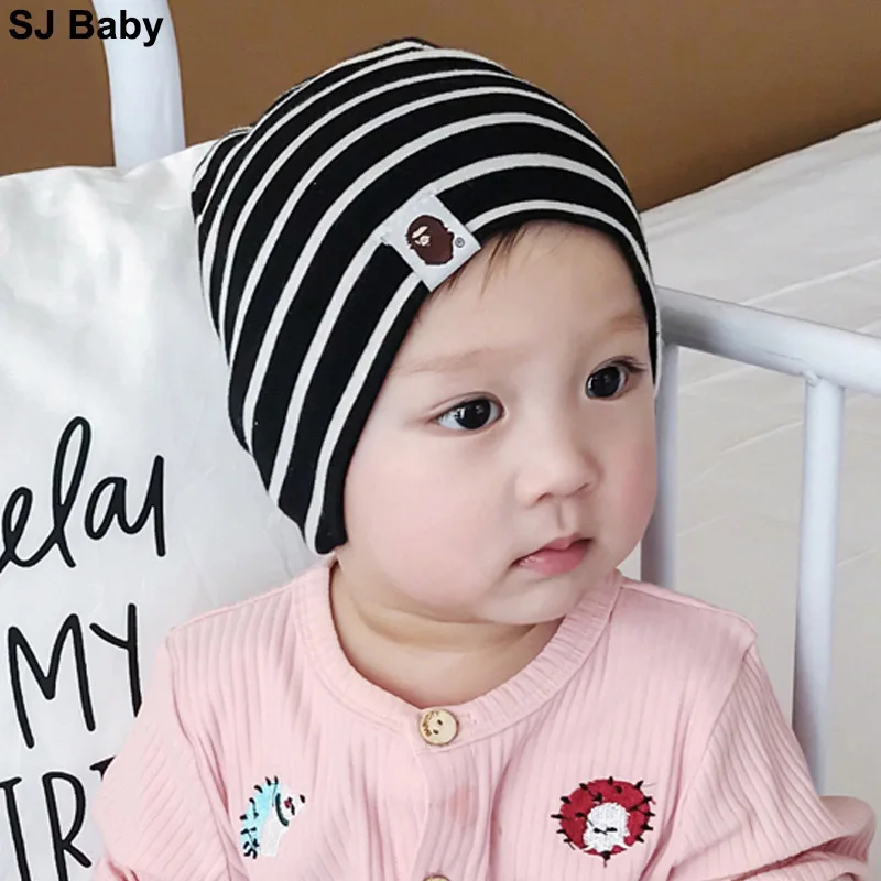 Вязаная шапочка для малыша новорожденных мальчиков и девочек полосатый тюрбан