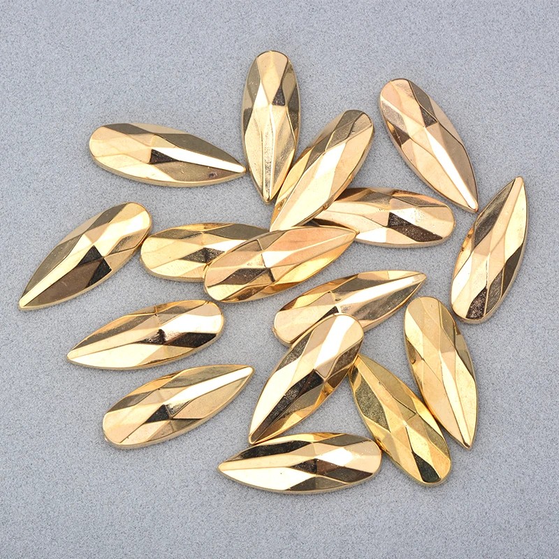 JUNAO 8*28 мм большие золотые стразы в виде капли Акриловые Кристаллы Аппликация с плоской задней частью Стразы не швейные камни для рукоделия одежды