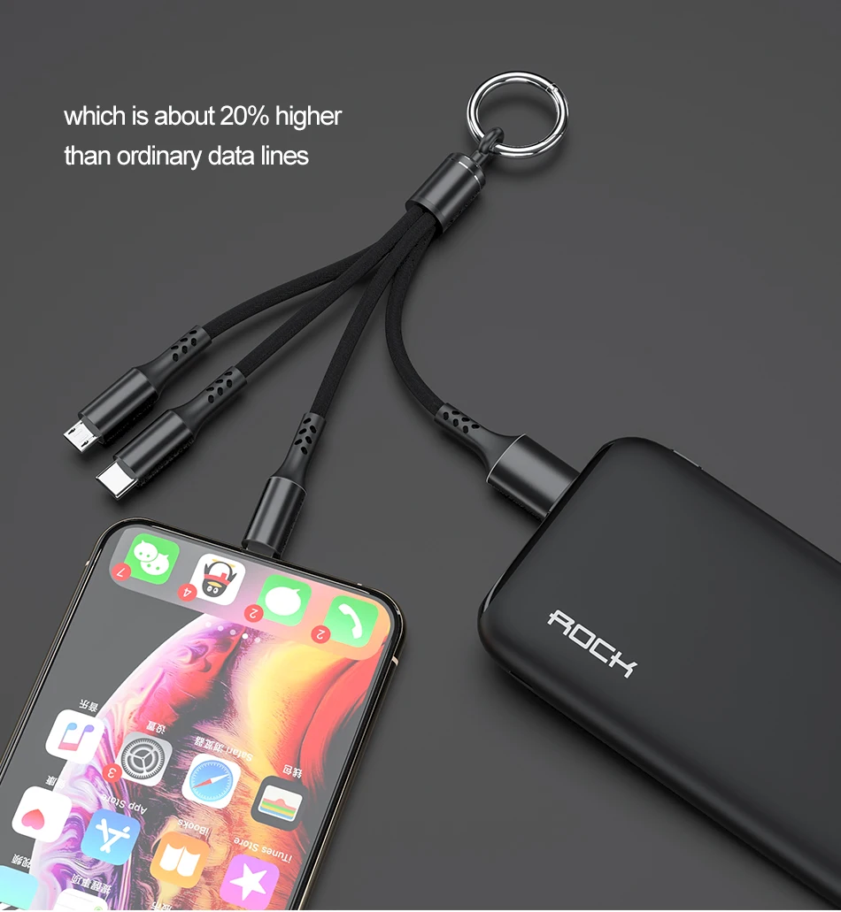 Портативный 3 в 1 USB кабель брелок короткий Micro usb type C мульти зарядный кабель для iPhone Xiaomi huawei Быстрая зарядка телефонный шнур