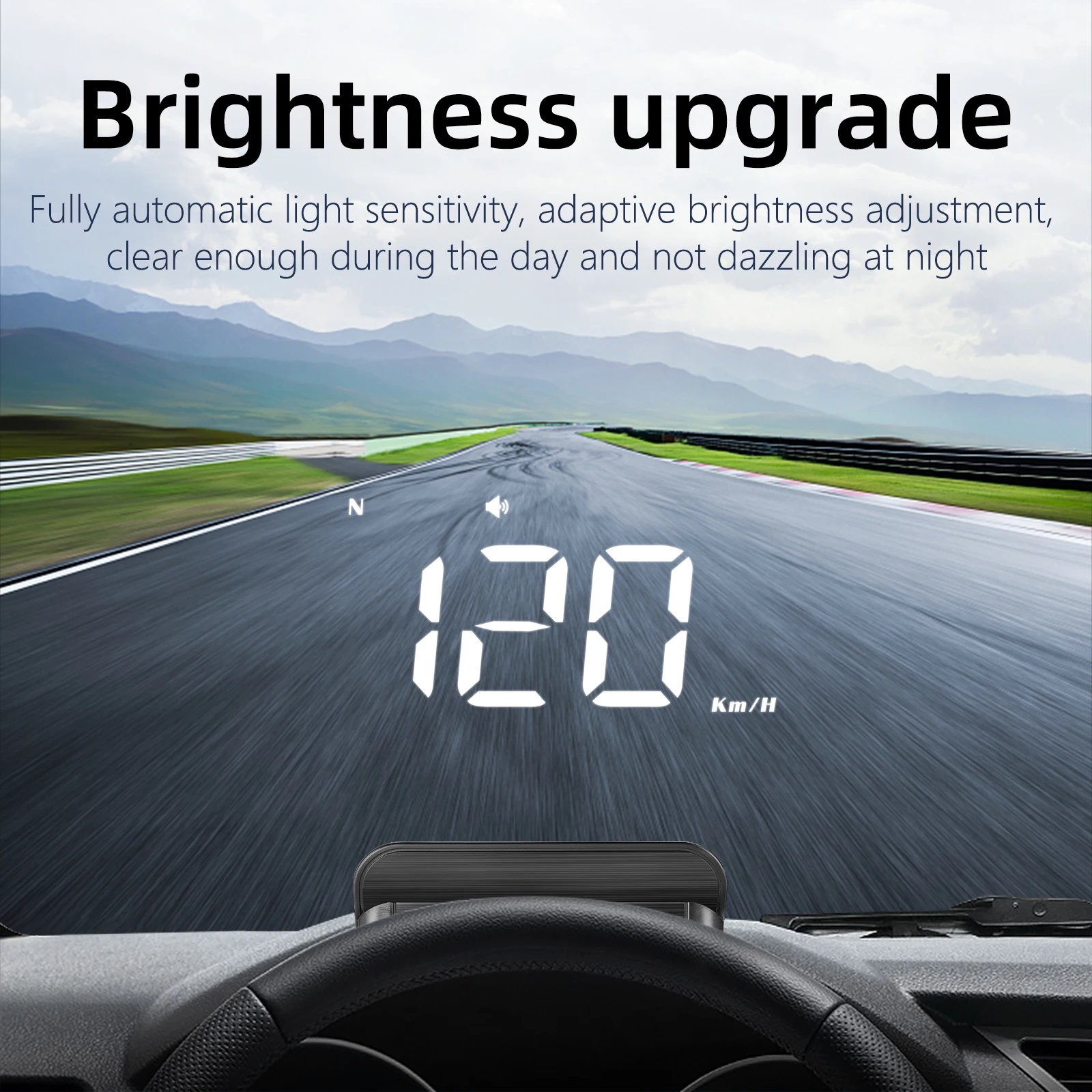 

Car HUD GPS Gauge Head up Display Speedometer 3D Reflection Speed Compass Overspeed Alarm for All Cars SUV RV Pickup Truck Van