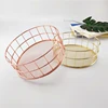 Rose gold iron art Nordic makeup storage box eyeliner brush storage cup dressing table makeup cosmetics round storage basket 1