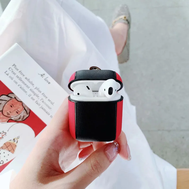 Контрастный ЦВЕТНОЙ наушник чехол для гарнитура для airpods чехол кожаный чехол для наушников для Air Pods 1 2 сумка для наушников - Цвет: NO.6