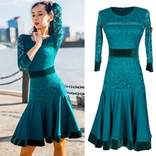 Best Price Latin Dance Dress Female Green Lace Dancing Dress Adult Long-Sleeved Dress Autumn Dress Women Velvet Big Swing Skirt Best Price Latin Dance Dress Female Green Lace Dancing Dress Adult Long-Sleeved Dress Autumn Dress Women Velvet Big Swing Skirt