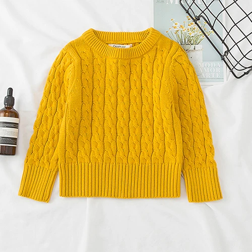 Пуловер для мальчиков; осенний вязаный свитер для девочек; простой детский джемпер с длинными рукавами; детская одежда в Корейском стиле - Цвет: 18022 yellow
