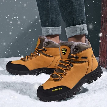 

new size39-46 Winter Shoes With Fur Snow Boots Men High Quality Outdoor Men Sneakers Casual Ankle Boots Men Botas De Neve Homens