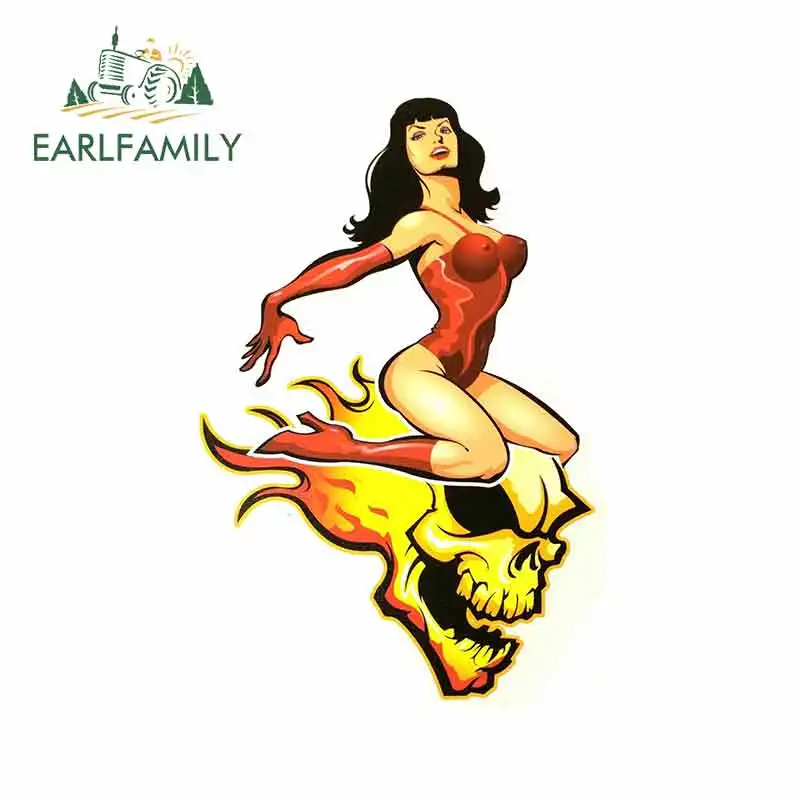 EARLFAMILY 13 см x 8 рокабилли пинап королева Бетти страница на огненном черепе HOTROD